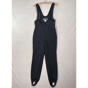 VTG Obermeyer Womens Size 10L Ski Snow Pants Bib Stirrup Black Wool Blend Japan